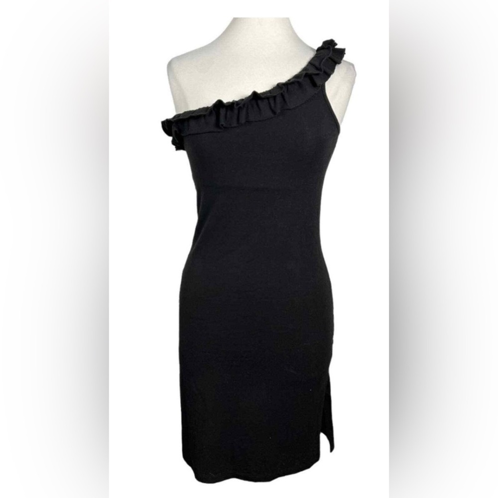 Ralph Lauren Vintage Y2K Black One-Shoulder Dress with Ruffle M